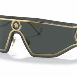 Versace 0VE2226 100287 Gold/Grey 45mm Rectangular Men's Sunglasses