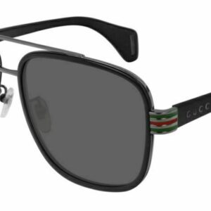 Gucci GG 0448 S 001 Black Shiny Black Grey 58 mm Men's Sunglasses