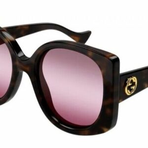 Gucci GG1257S 003 Havana/Red Gradient Square Women's Sunglasses