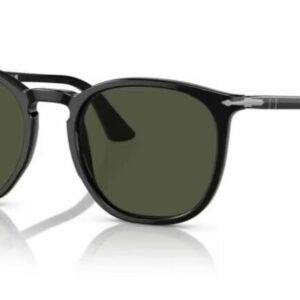 Persol 0PO3316S 95/31 Black/Green Rectangular Unisex Sunglasses