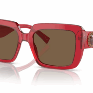 Versace 0VE4384B 528073 Transparent red/ Dark Brown Square Women's Sunglasses