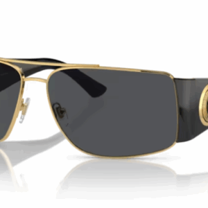 Versace 0VE2163 100287 Gold/Dark Grey 63mm Rectangular Men's Sunglasses