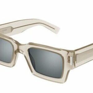 Saint Laurent SL 572 003 Beige/Silver Mirrored Square Unisex Sunglasses