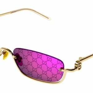 Gucci GG1278S 005 Gold/Violet Mirrored Narrow Rectangular Unisex Sunglasses