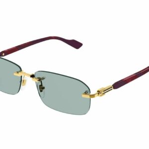 Gucci GG1221S 003 Gold-Burgundy/Green Rectangular Rimless Men's Sunglasses