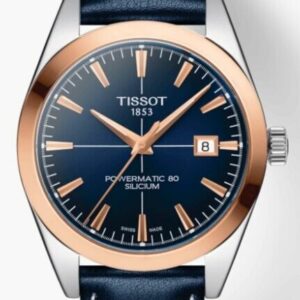 Tissot Gentlemen Powermatic 80 Silicium 18K Gold Bezel Watch T9274074604100