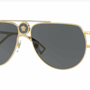 Versace VE2225 100287 Gold/Grey Round 60mm Men's Sunglasses