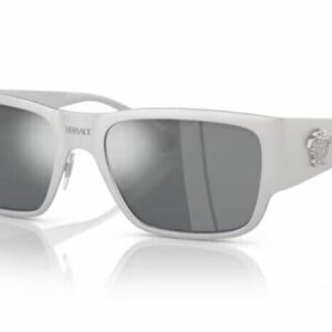 Versace 0VE2262 12666G - Silver / Light Grey Mirror Square Men's Sunglasses