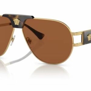 Versace 0VE2252 147073 - Gold / Dark Brown Polished Havana Men's Sunglasses