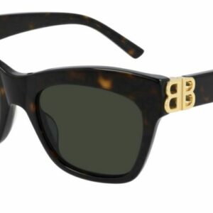 Balenciaga BB 0132S 002 Havana Gold/Green Butterfly Women's Sunglasses