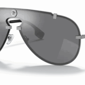 Versace 0VE2243 10016G Gunmetal/Light grey mirror Black Oval Men's Sunglasses.