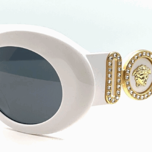 Versace VE4426BU 314/87 White-Gold/Dark Gray Oval Women's Sunglasses