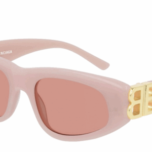 Balenciaga BB 0095S 003 Pink Gold/Red Oval Women's Sunglasses