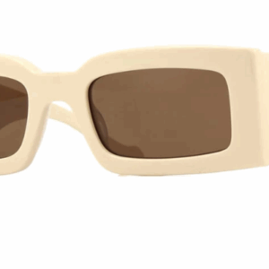 Gucci GG1425S 004 Ivory White/Light Brown Rectangle Women's Sunglasses