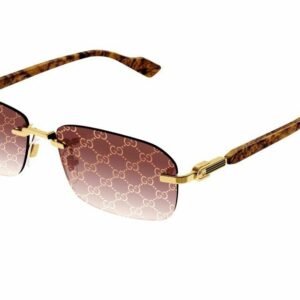 Gucci GG1221S 004 Gold-Yellow/Gradient Red Rectangular Rimless Men's Sunglasses