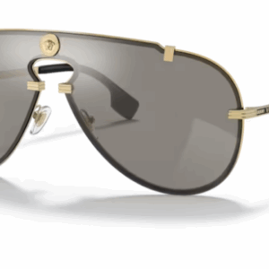 Versace 0VE2243 10026G Gold/Light grey mirror silver Oval Men's Sunglasses.