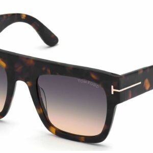 Tom Ford FT0847 Renee 52B Vintage Havana/Gradient Smoke Amber Square Sunglasses