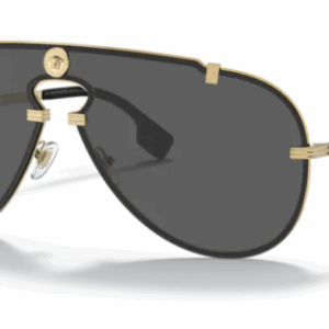 Versace 0VE2243 100287 Gold/Dark grey Oval Men's Sunglasses.