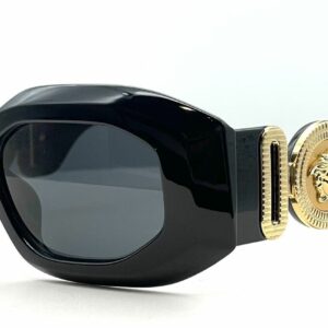 Versace VE4424U GB1/87 Black-Gold/Dark Gray Oversized Women's Sunglasses