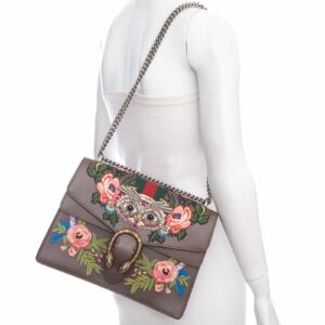 Gucci Brown Web Dionysus Embellished Medium Shoulder Bag