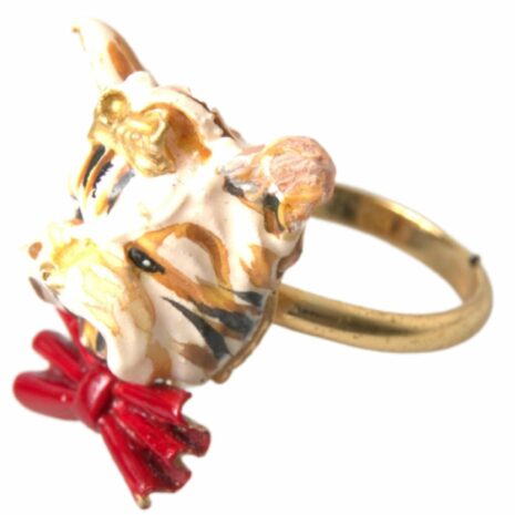Dolce & Gabbana Sicily Mirror Keychain Red Leather