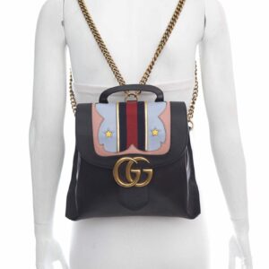 Gucci Black Web Heart Marmont Leather Backpack