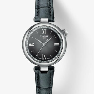 Tissot Desir 28mm with Graded Silver Black Dial Grey Leather Belt Women's Watch T1520101603800