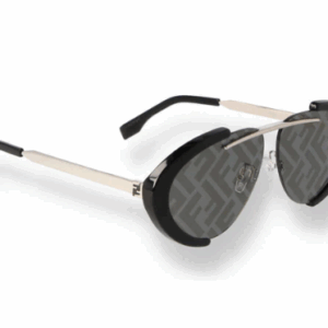 Fendi FE40042U 01C Black-Silver/Grey Mirrored Oval Men's Sunglasses