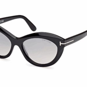Tom Ford FT1111 01C Shiny Black/Smoke Mirror Oval Women's Sunglasses
