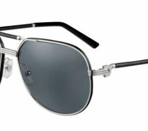 Cartier CT0053S  002 Silver/Grey Polarized Soft Square Men's Sunglasses