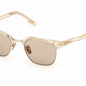 Tom Ford FT1119D 39E Shiny Light Yellow/Brown Square Men's Sunglasses