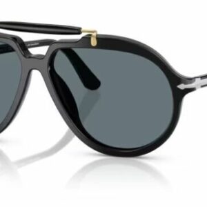 Persol 0PO0202S 95/3R Black/ Dark blue polarized Soft Square Men's Sunglasses