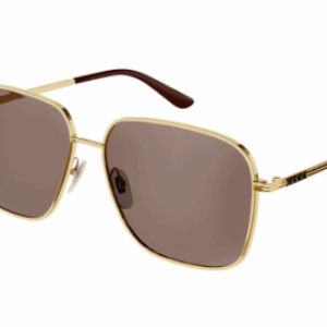 Gucci GG0987SA 002 Gold/Brown Metal Square Men's Sunglasses