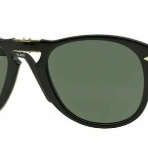 Persol 0PO0714 Folding 95/58 Black/ Silver & green Polarized Men's Sunglasses