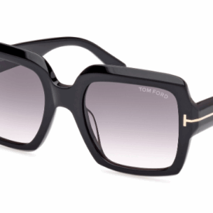 Tom Ford KAYA FT1082 01B Shiny Black/Smoke Gradient Square Women's Sunglasses