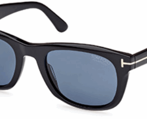 Tom Ford Kendel FT1076 01M Shiny Black/Blue Polarized Square Men's Sunglasses