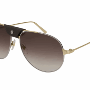 Cartier CT0038S 004 Ruthenium Gold/Brown Gradient Soft Square Men's Sunglasses