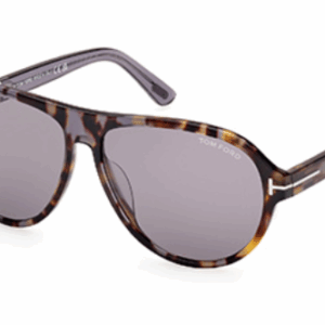 Tom Ford QUINCYFT1080 55C Coloured Havana/Grey Smoke SoftSquare Men's Sunglasses