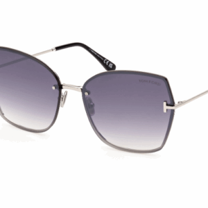 Tom Ford NICKIE 02 FT1107 16C Shiny Palladium/Mirror Cat Eye Women Sunglasses