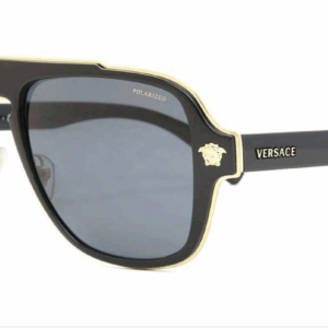 Versace VE2199 100281 Black-Gold/Gray Polarized Men's Sunglasses