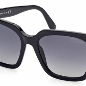 Tom Ford FT 0952 Selby 01D Shiny Black Smoke Polarized Square Women's Sunglasses