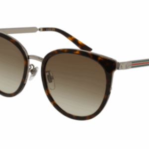Gucci GG0077SK 003 Havana Silver/Brown Gradient Round Women's Sunglasses