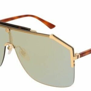 Gucci GG0291S 005 Gold/Green Mirrored Mask Men's Sunglasses