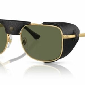 Persol 0PO1013SZ 114958 Gold/Green Polarized Rectangular 53mm Men's Sunglasses