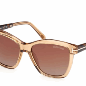 Tom Ford FT1087 Lucia 45F Shiny Light Brown/Brown Gradient Square Sunglasses