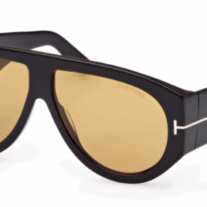 Tom Ford BRONSON FT1044 01E Shiny Black/Brown Soft Square Men's Sunglasses