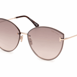 Tom Ford FT1106 28G Shiny Rose Gold  /Brown Mirror Cat Eye Women Sunglasses