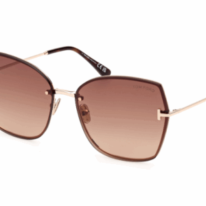 Tom Ford NICKIE 02 FT1107 28F Shiny Rose Gold/Brown Cat Eye Women Sunglasses