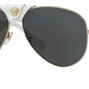 Versace VE 2150Q 134/87 Limited Edition Gold-White/Black Oval Men's Sunglasses