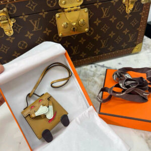 Hermes Limited Edition Quelle Idole Doll Bag Charm Sable Mushroom Havane & Black
